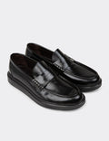 Men's Black Leather Loafers