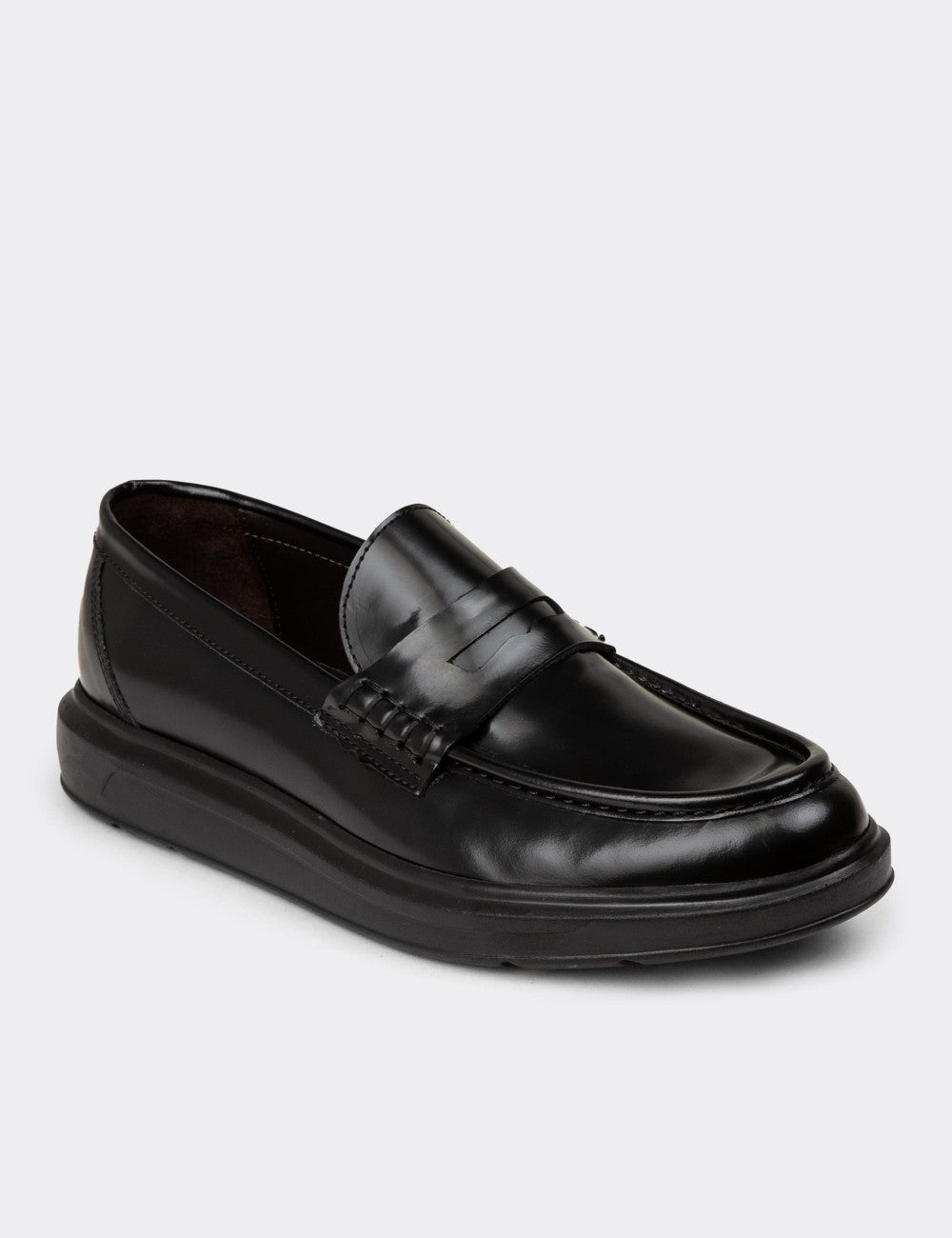 Men's Black Leather Loafers