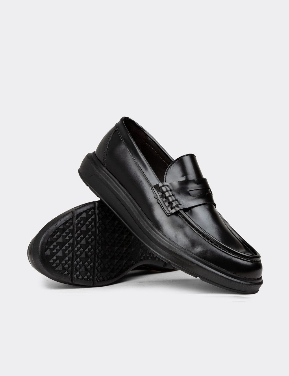 Men's Black Leather Loafers