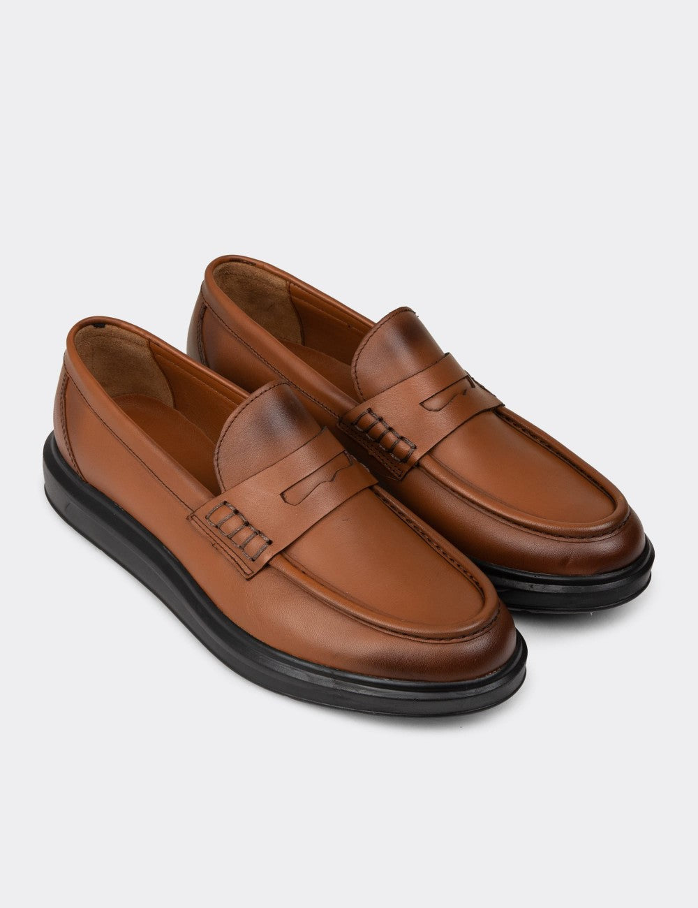 Men's Tan Leather Loafers