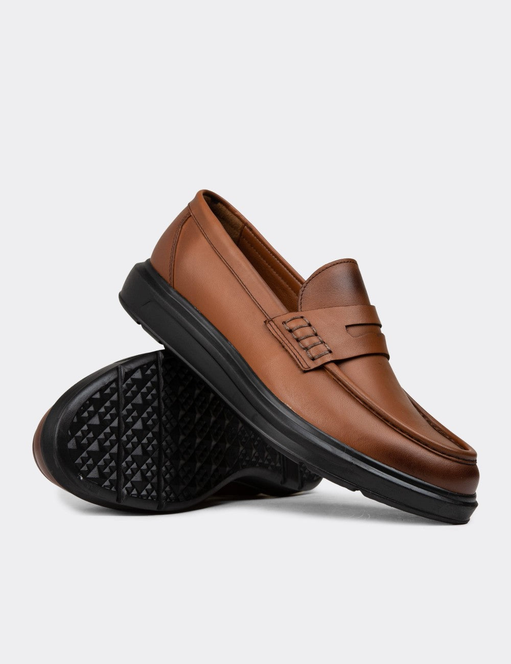 Men's Tan Leather Loafers