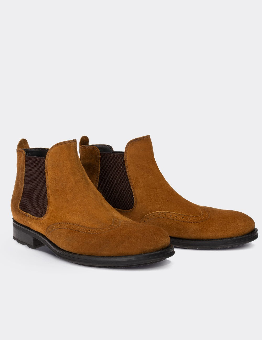 Tan Suede Leather Chelsea Boots