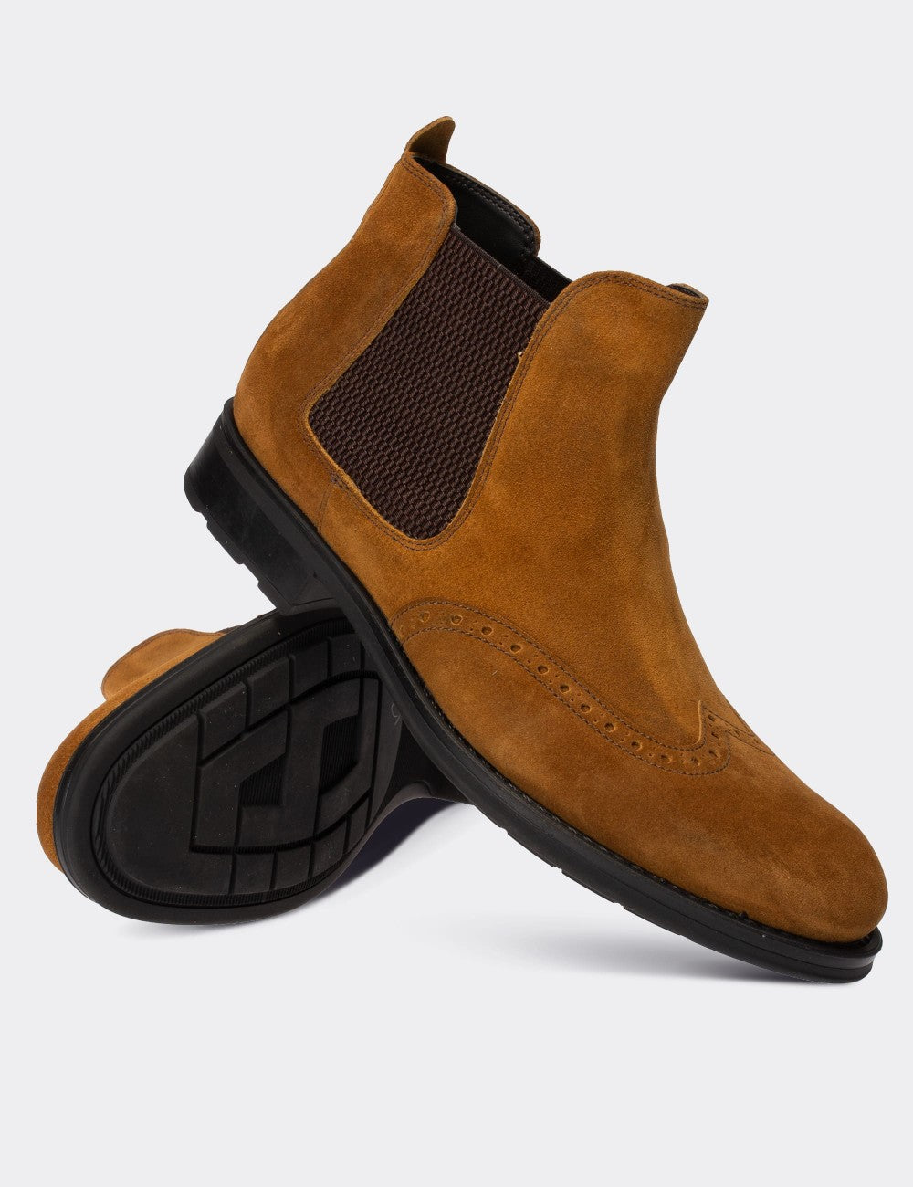 Tan Suede Leather Chelsea Boots