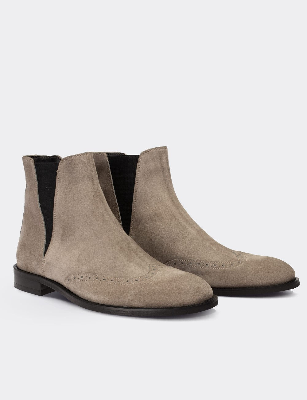 Gray Suede Leather Chelsea Boots