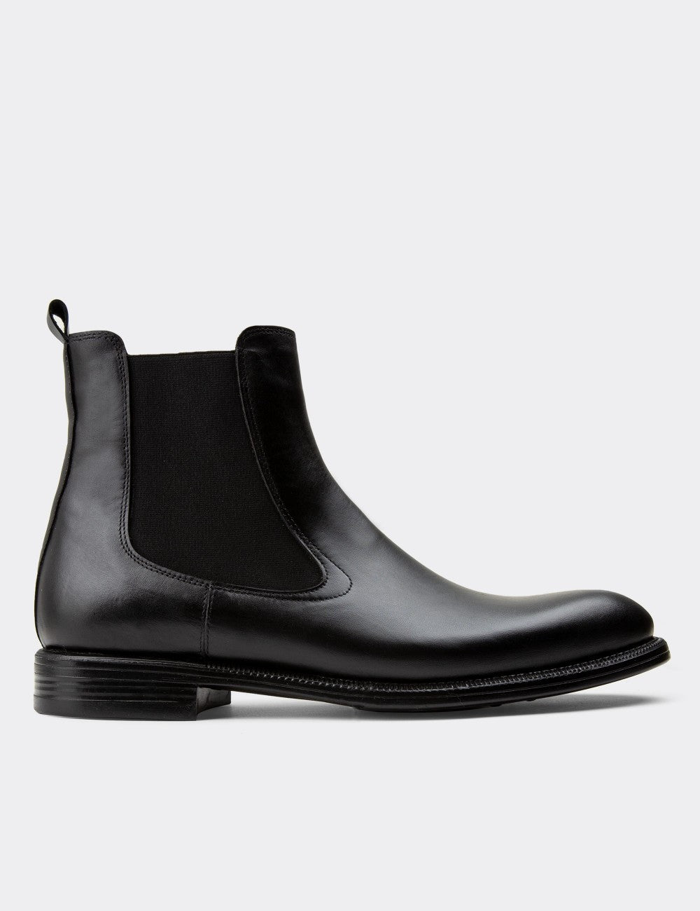 Black Leather Chelsea Boots