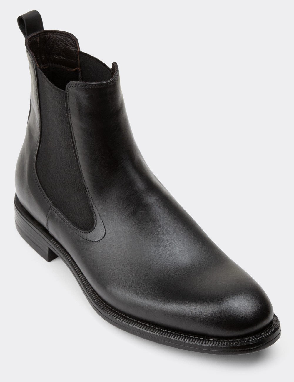 Black Leather Chelsea Boots