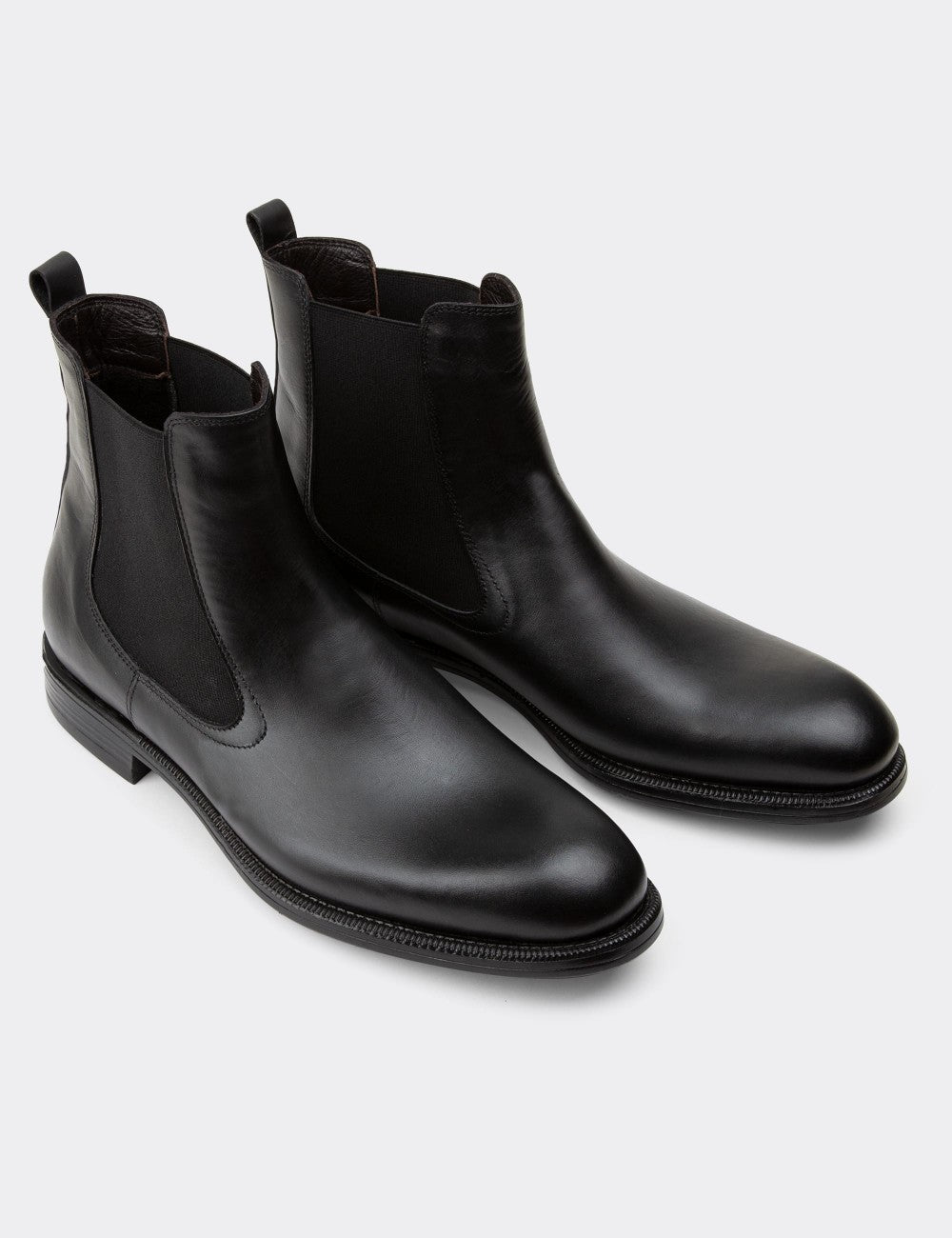 Black Leather Chelsea Boots