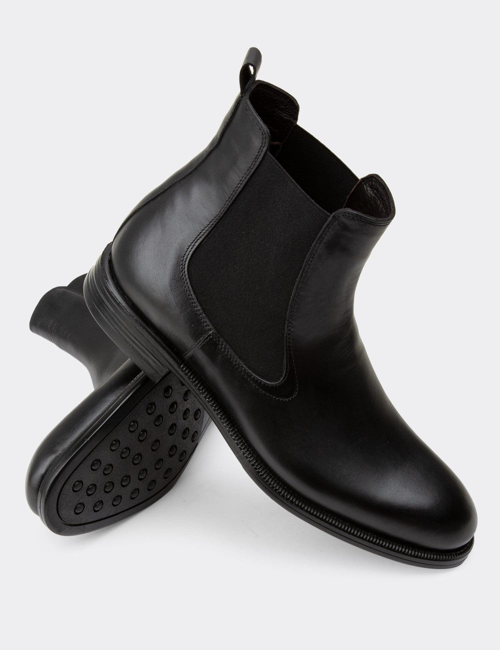 Black Leather Chelsea Boots