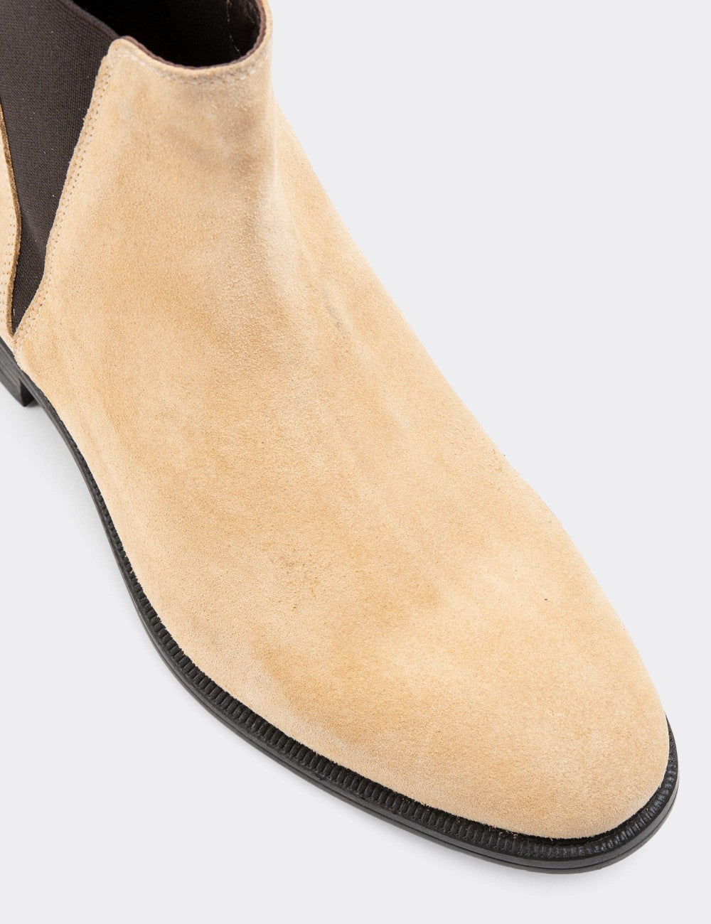 Beige Suede Leather Chelsea Boots
