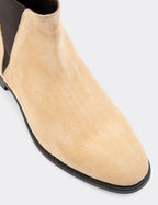 Beige Suede Leather Chelsea Boots