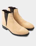 Beige Suede Leather Chelsea Boots
