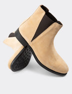 Beige Suede Leather Chelsea Boots