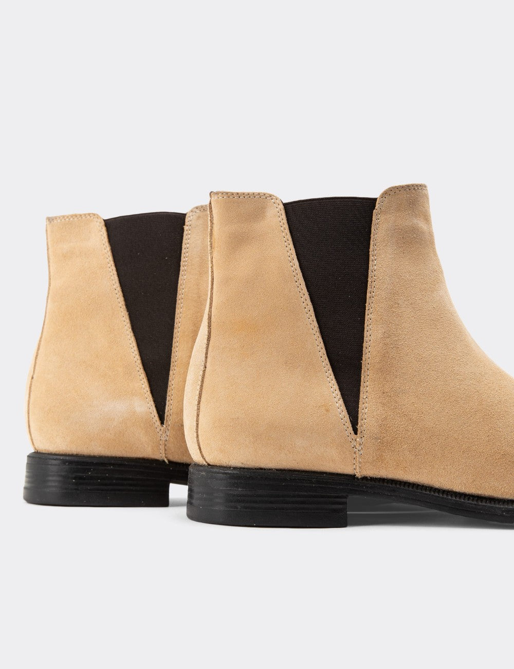 Beige Suede Leather Chelsea Boots