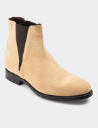 Beige Suede Leather Chelsea Boots