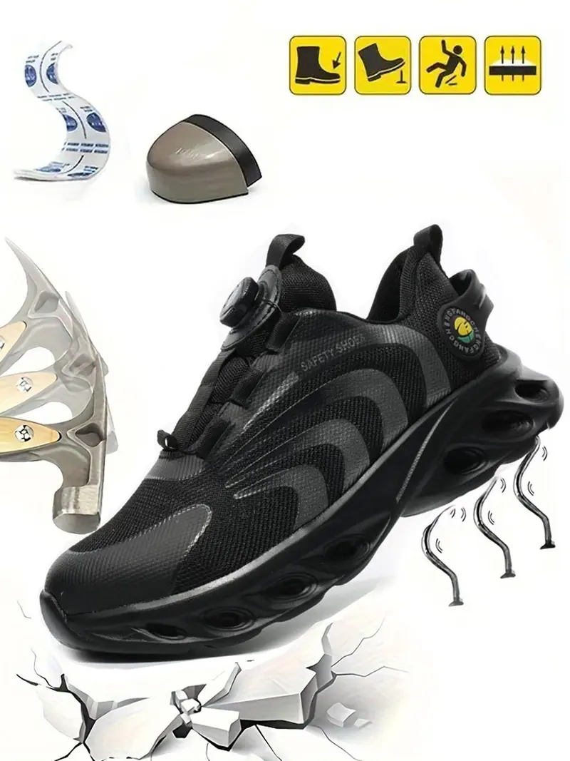 Men's Colorblock Rotary Buckle Steel Toe Trainers
