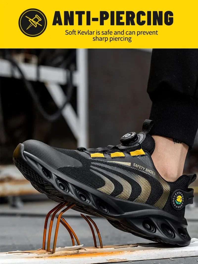 Men's Colorblock Rotary Buckle Steel Toe Trainers
