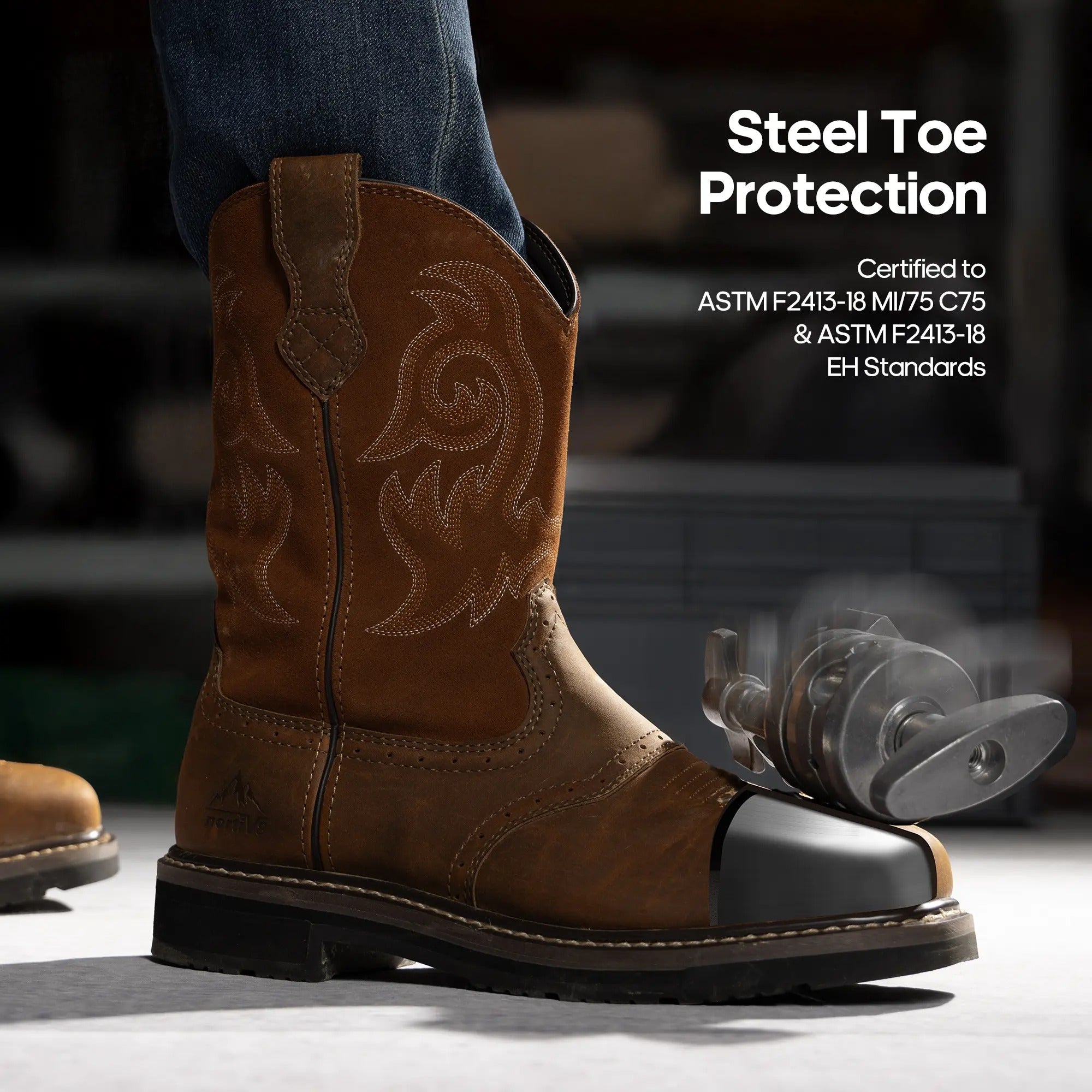 Western Square Toe Leather Work Boots