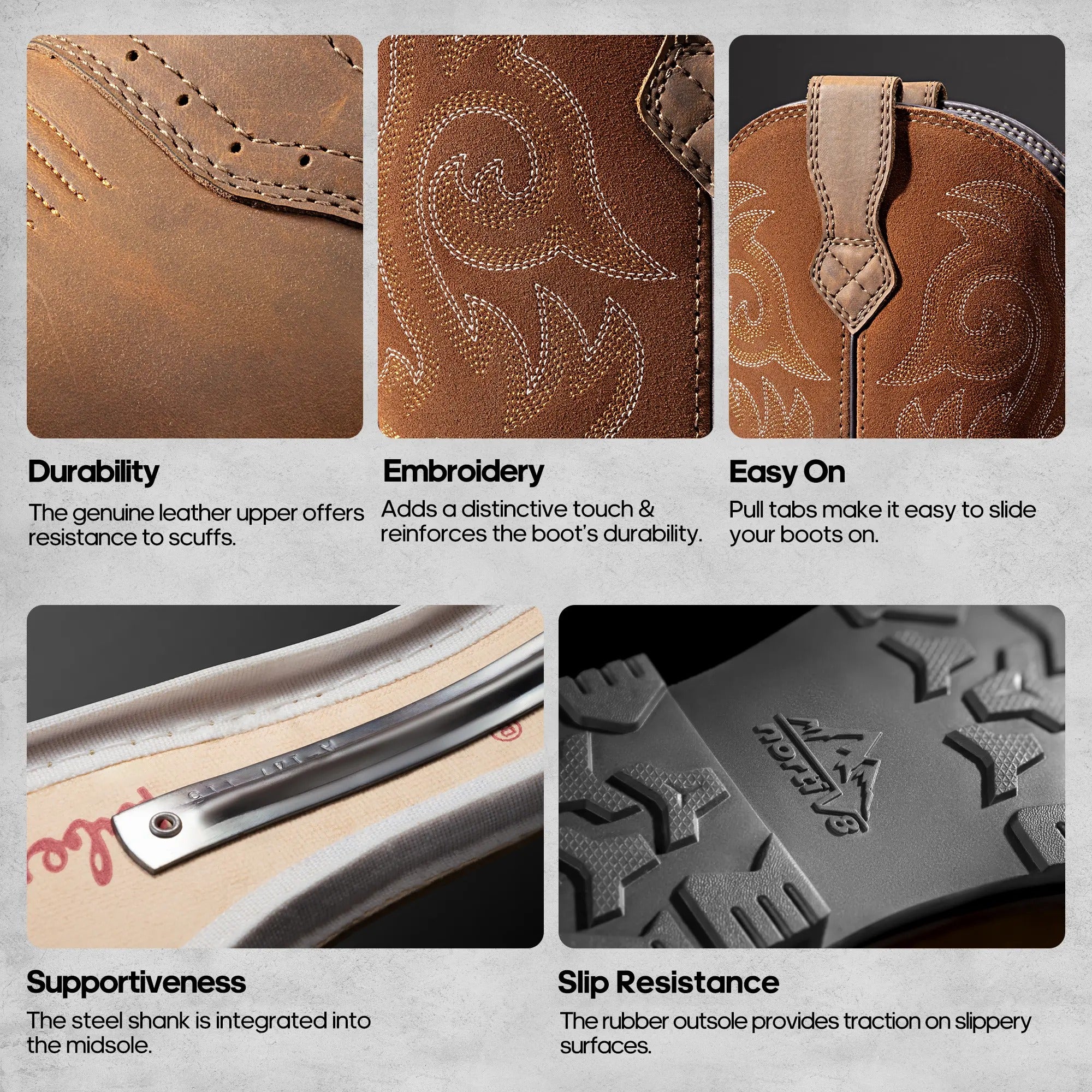 Western Square Toe Leather Work Boots