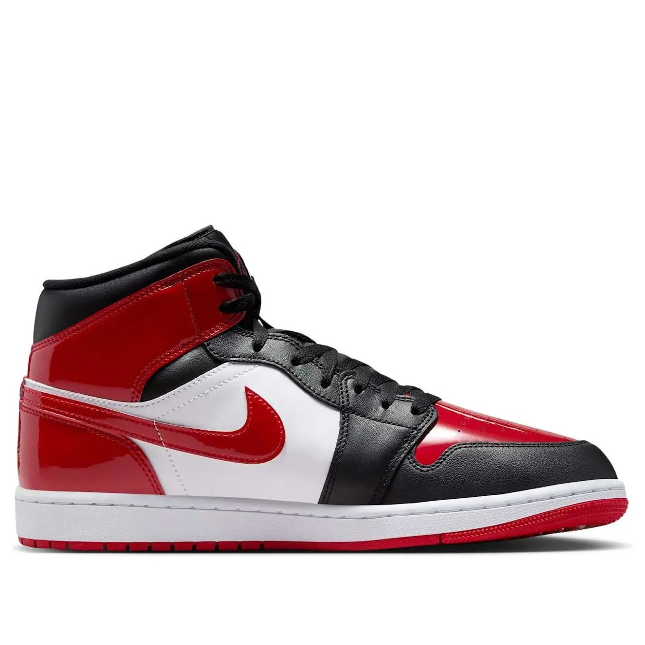 AJ1 Mid Bred Patent Leather Black Red
