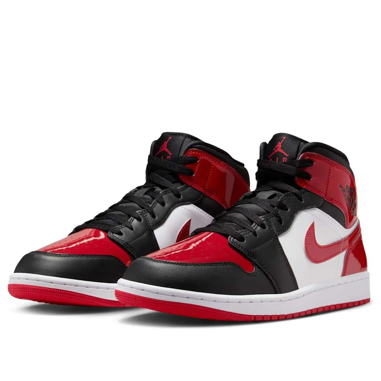 AJ1 Mid Bred Patent Leather Black Red