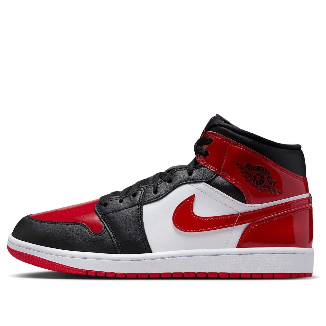 AJ1 Mid Bred Patent Leather Black Red
